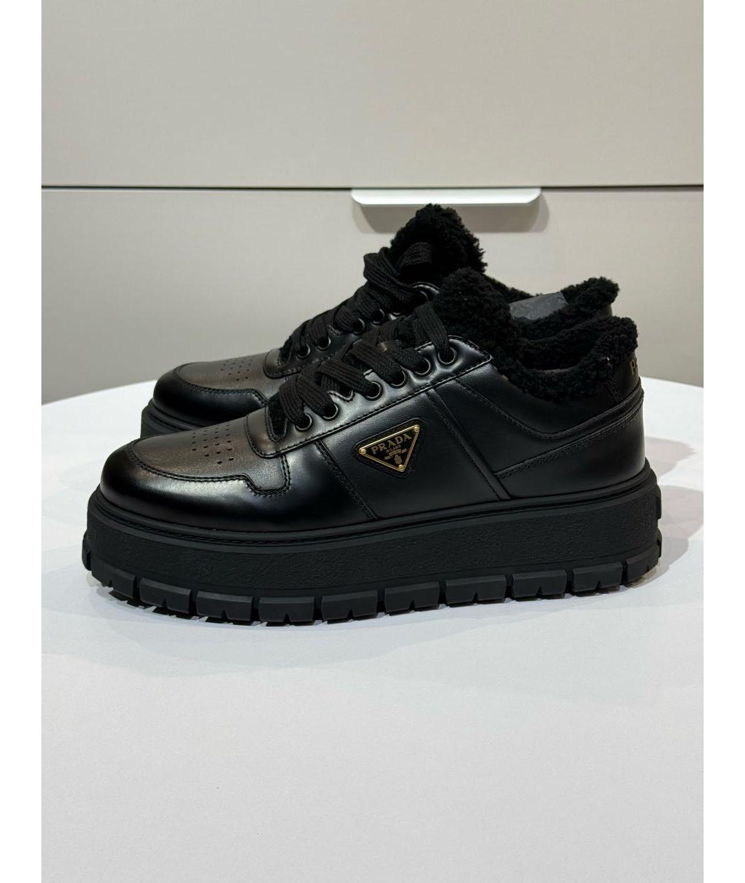 PRADA Черные кожаные кроссовки, фото 5