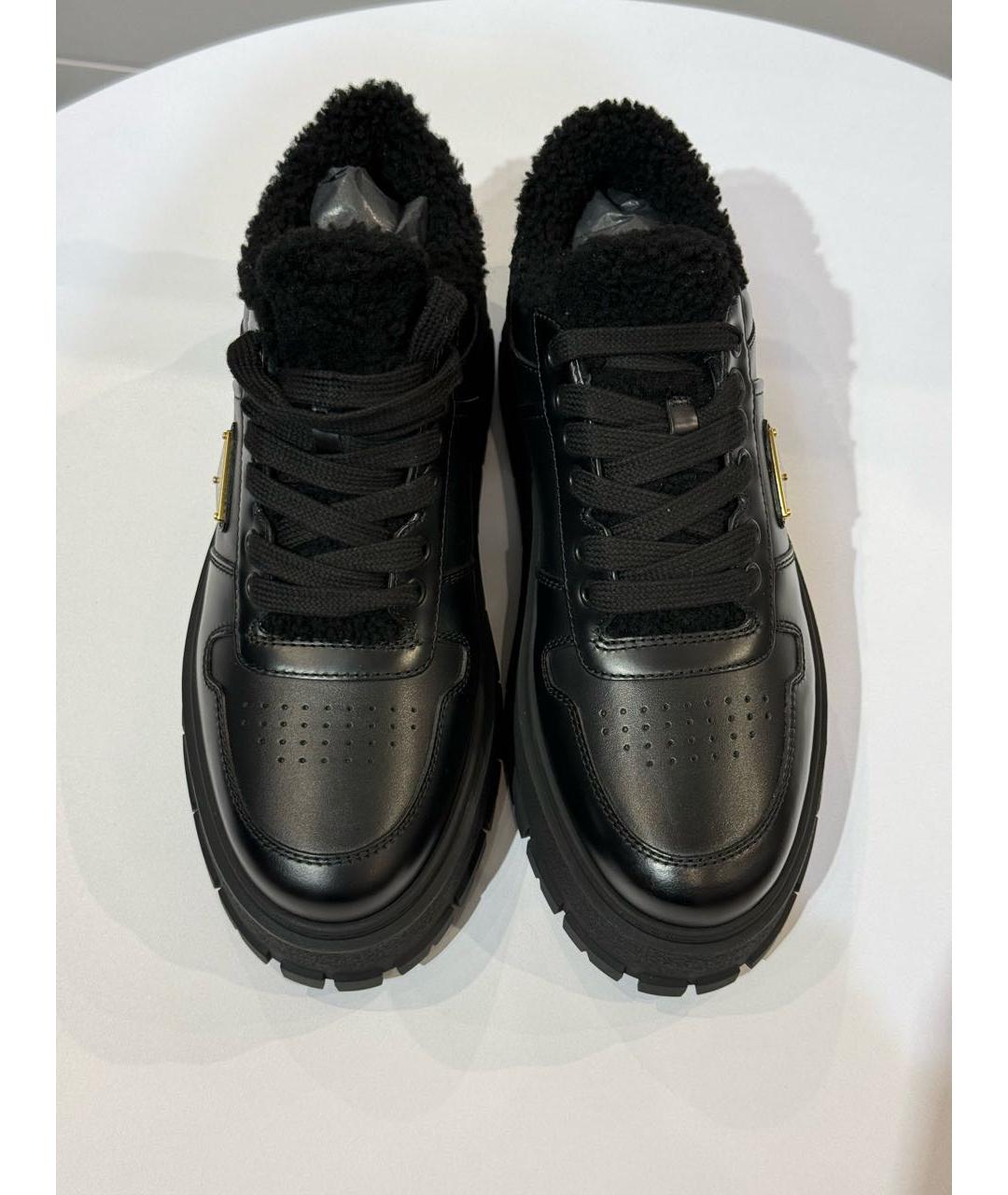 PRADA Черные кожаные кроссовки, фото 2