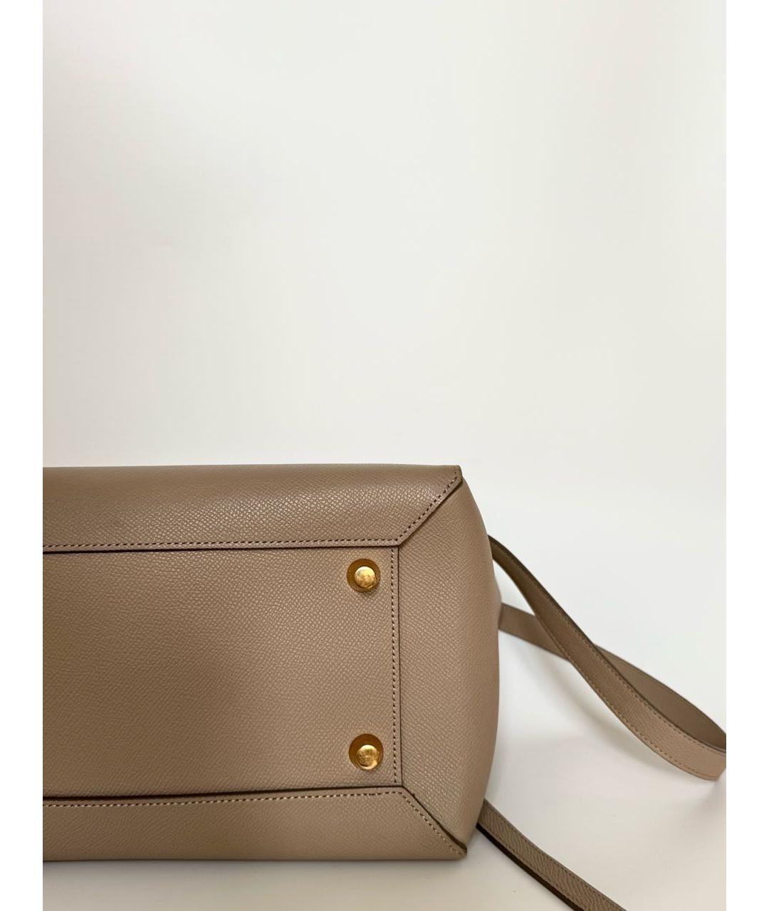 CELINE Бежевая кожаная сумка с короткими ручками, фото 6