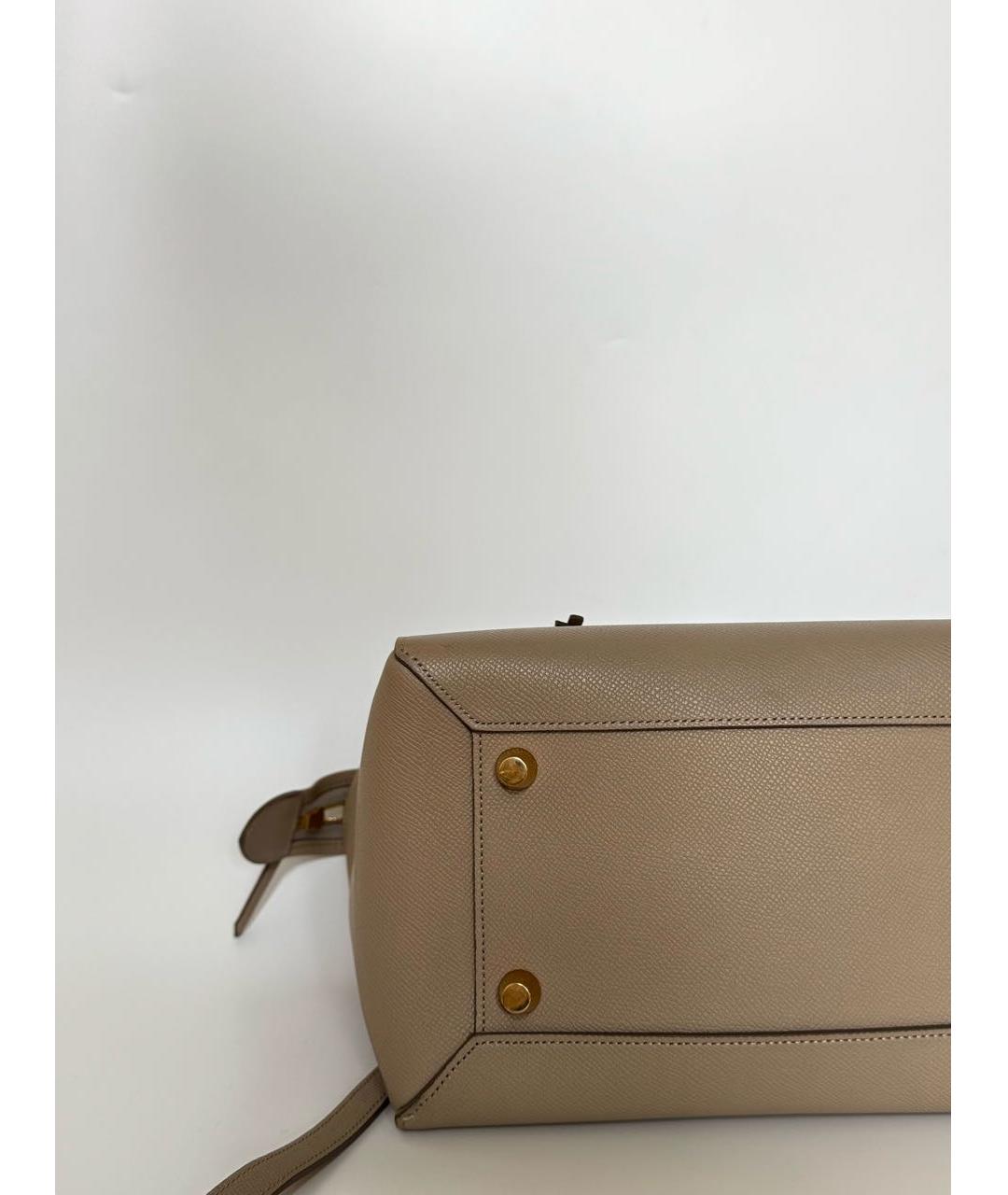 CELINE Бежевая кожаная сумка с короткими ручками, фото 5