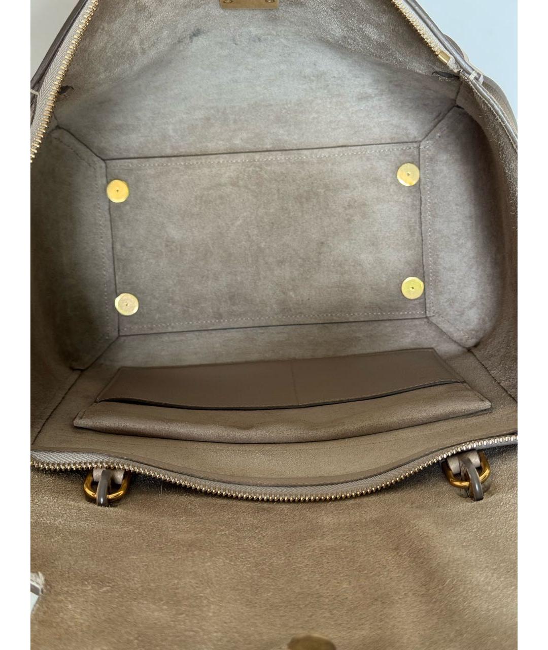 CELINE Бежевая кожаная сумка с короткими ручками, фото 4