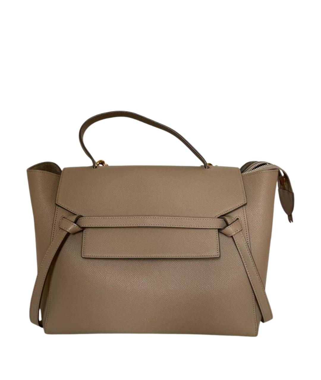 CELINE Бежевая кожаная сумка с короткими ручками, фото 1