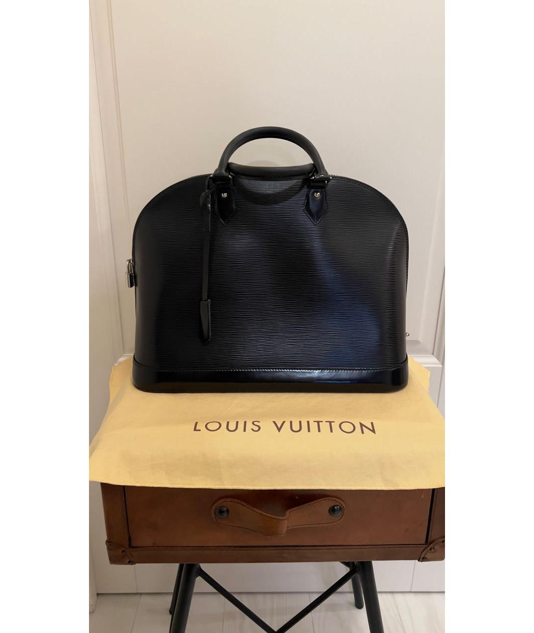 LOUIS VUITTON Черная кожаная сумка тоут, фото 7