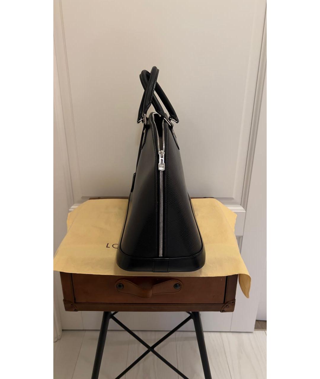 LOUIS VUITTON Черная кожаная сумка тоут, фото 3