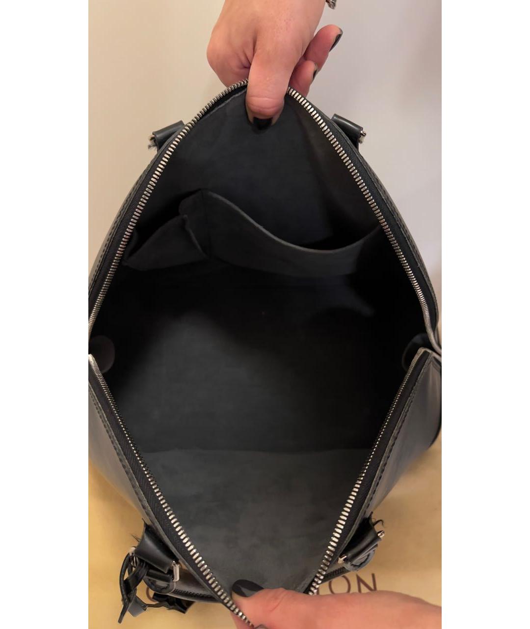 LOUIS VUITTON Черная кожаная сумка тоут, фото 4