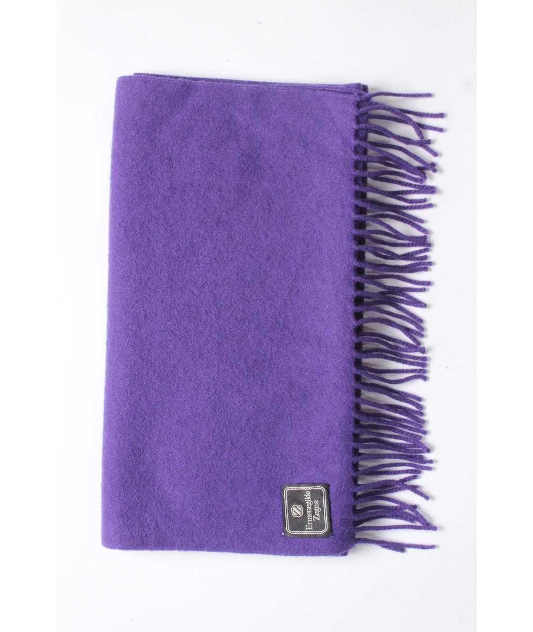 ERMENEGILDO ZEGNA XXX Фиолетовый шерстяной шарф, фото 4