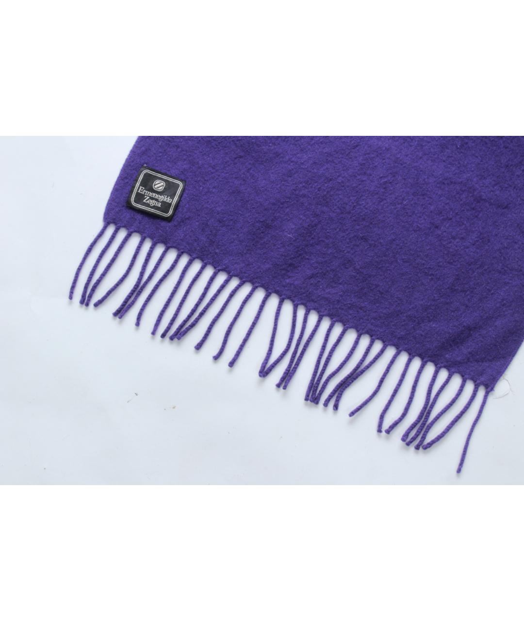 ERMENEGILDO ZEGNA XXX Фиолетовый шерстяной шарф, фото 8