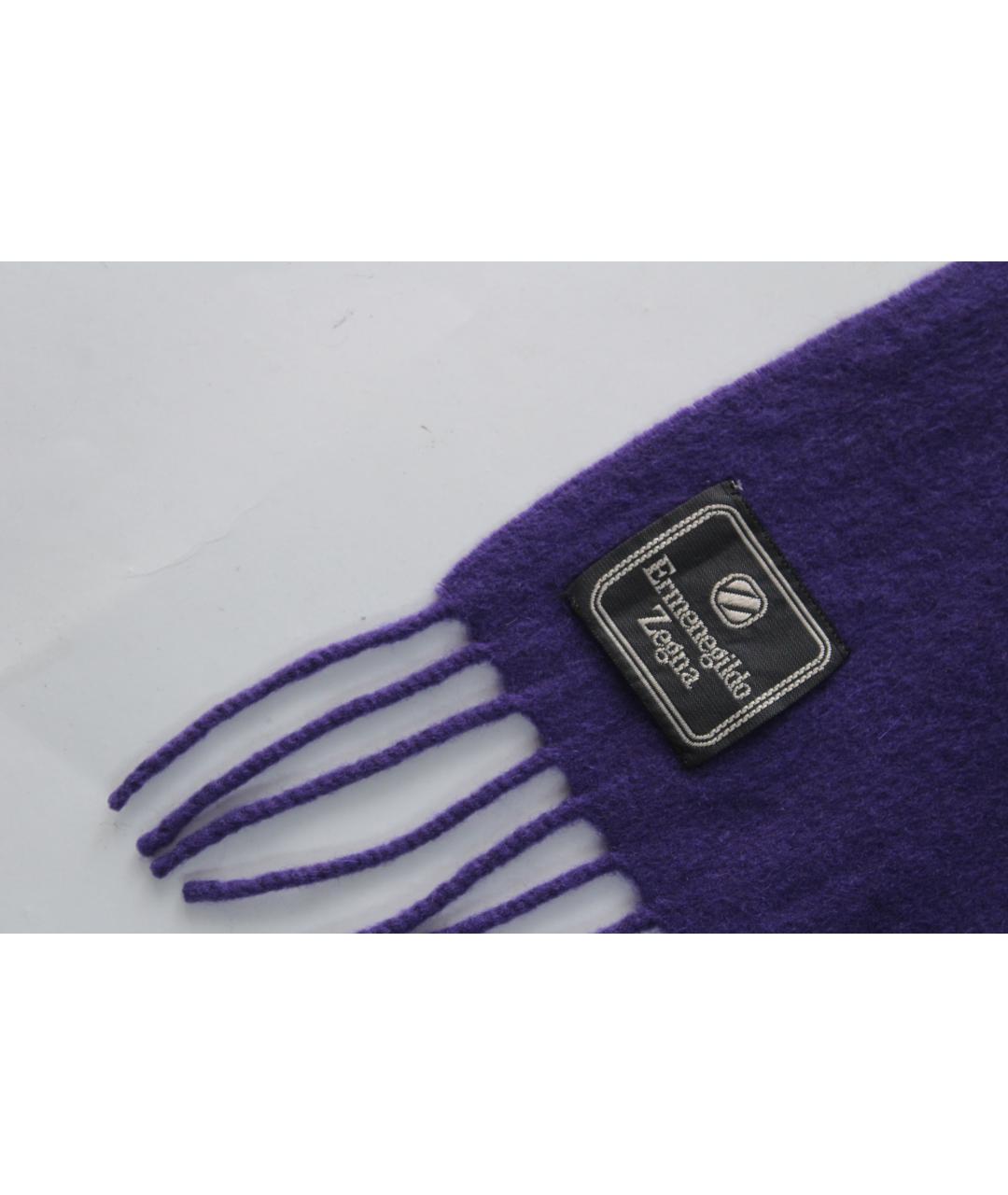 ERMENEGILDO ZEGNA XXX Фиолетовый шерстяной шарф, фото 6