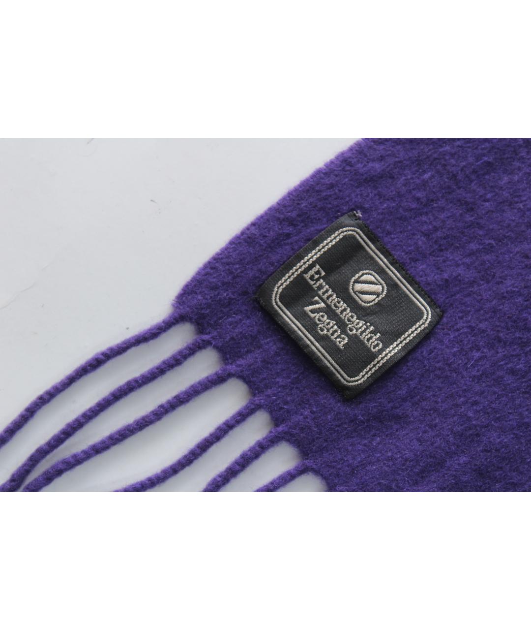 ERMENEGILDO ZEGNA XXX Фиолетовый шерстяной шарф, фото 7