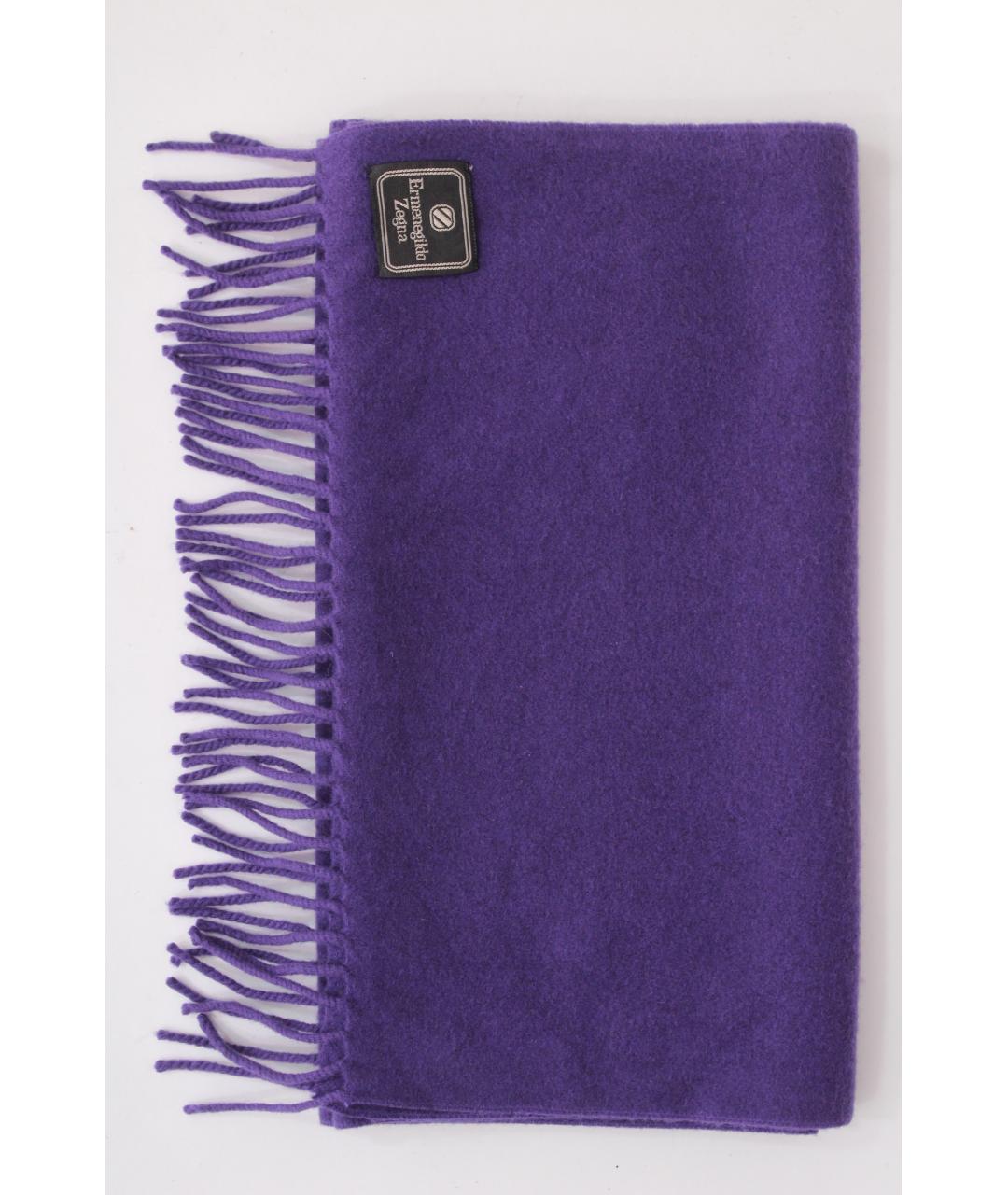 ERMENEGILDO ZEGNA XXX Фиолетовый шерстяной шарф, фото 5