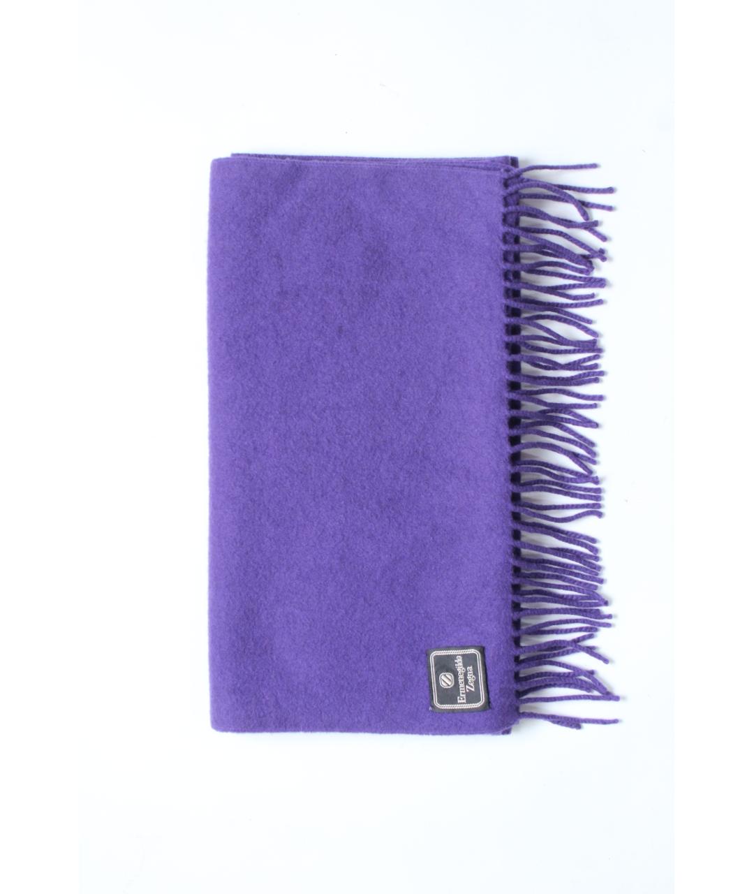 ERMENEGILDO ZEGNA XXX Фиолетовый шерстяной шарф, фото 3