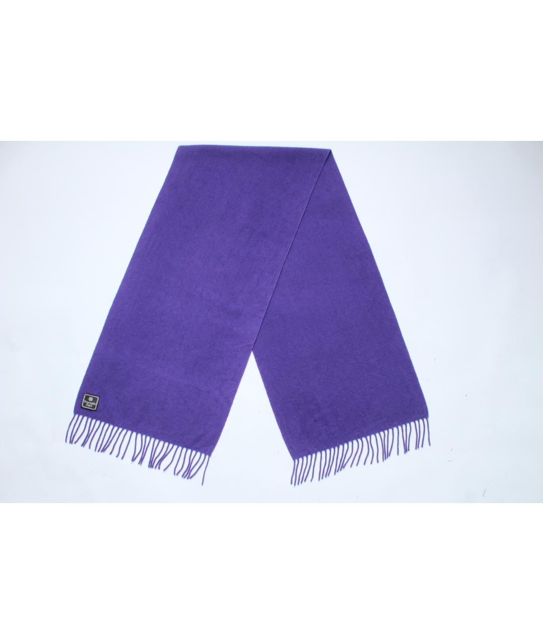 ERMENEGILDO ZEGNA XXX Фиолетовый шерстяной шарф, фото 10
