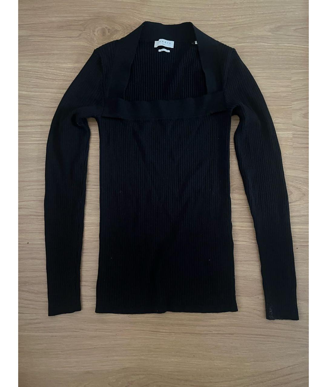 SANDRO Черный шерстяной джемпер / свитер, фото 5