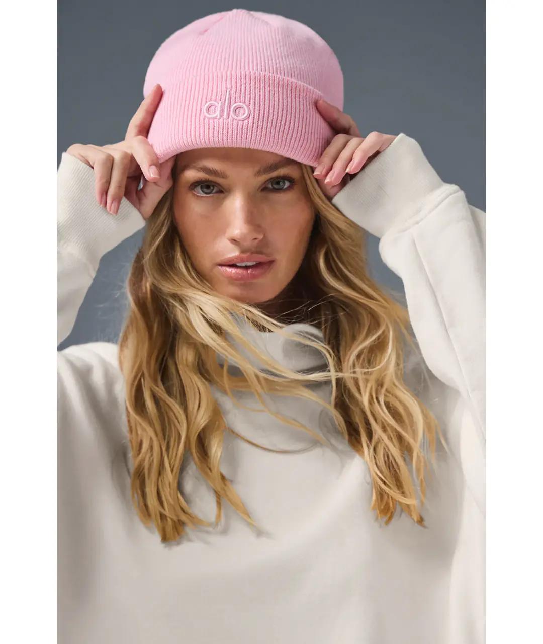 ALO YOGA Розовая хлопковая шапка, фото 3