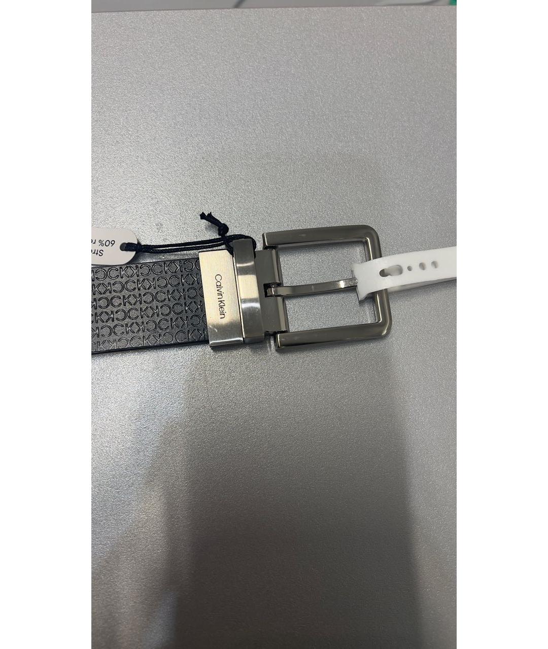 CALVIN KLEIN Черный кожаный ремень, фото 2