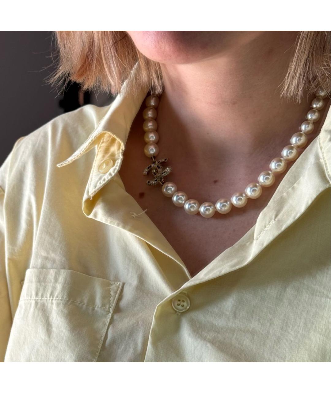 CHANEL Бежевое жемчужное колье, фото 6