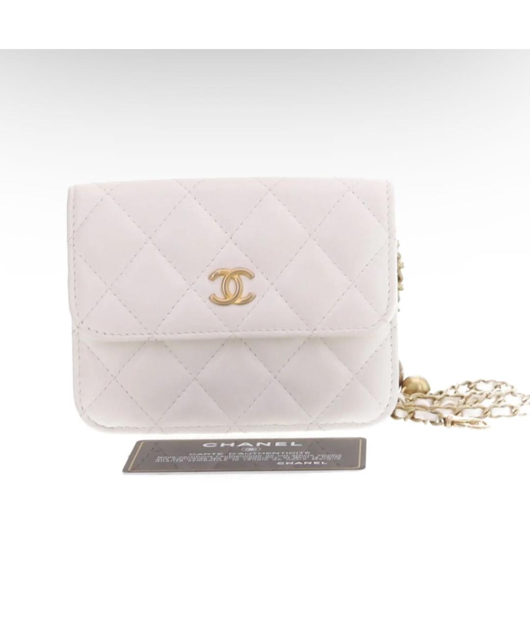 CHANEL Белая кожаная сумка через плечо, фото 2