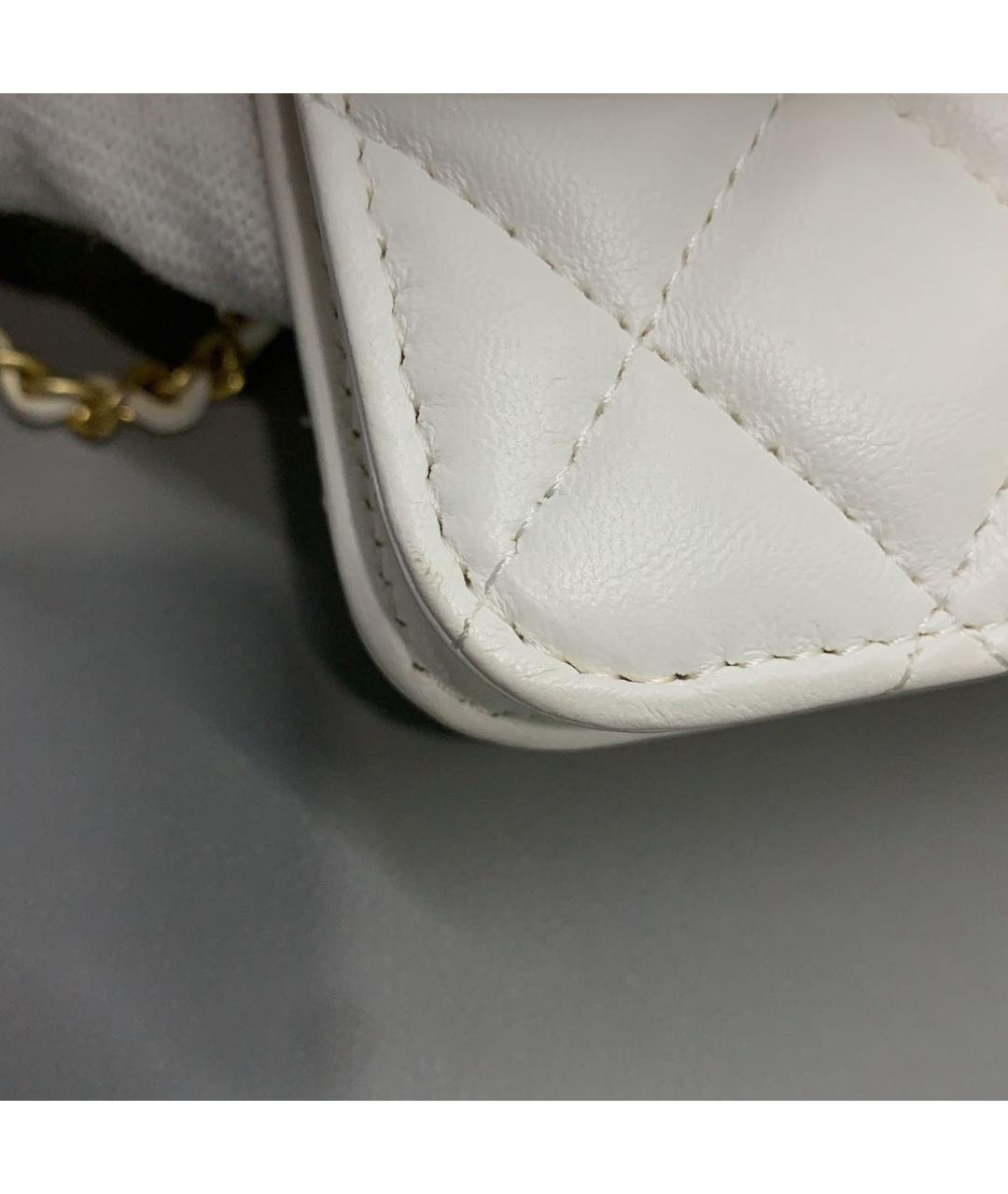 CHANEL Белая кожаная сумка через плечо, фото 4
