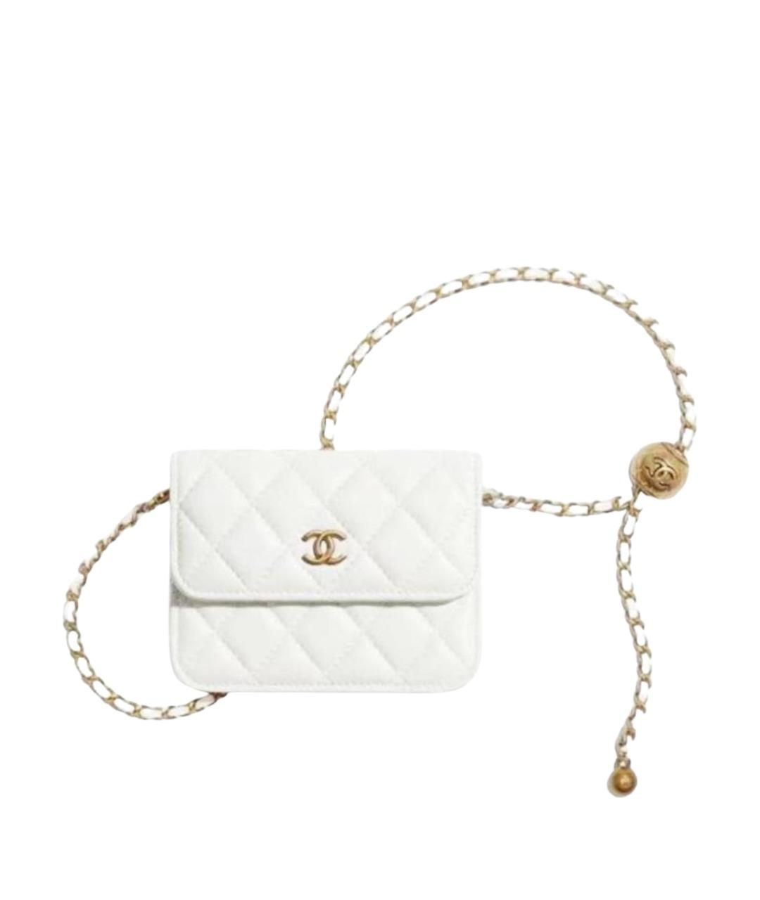 CHANEL Белая кожаная сумка через плечо, фото 1