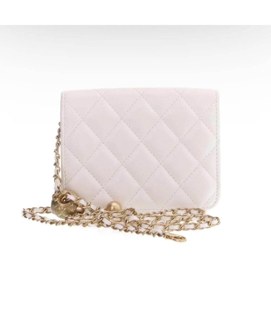 CHANEL Белая кожаная сумка через плечо, фото 3