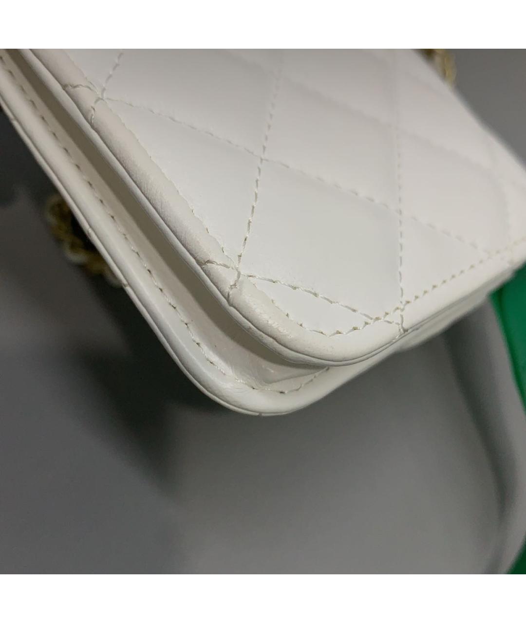 CHANEL Белая кожаная сумка через плечо, фото 5