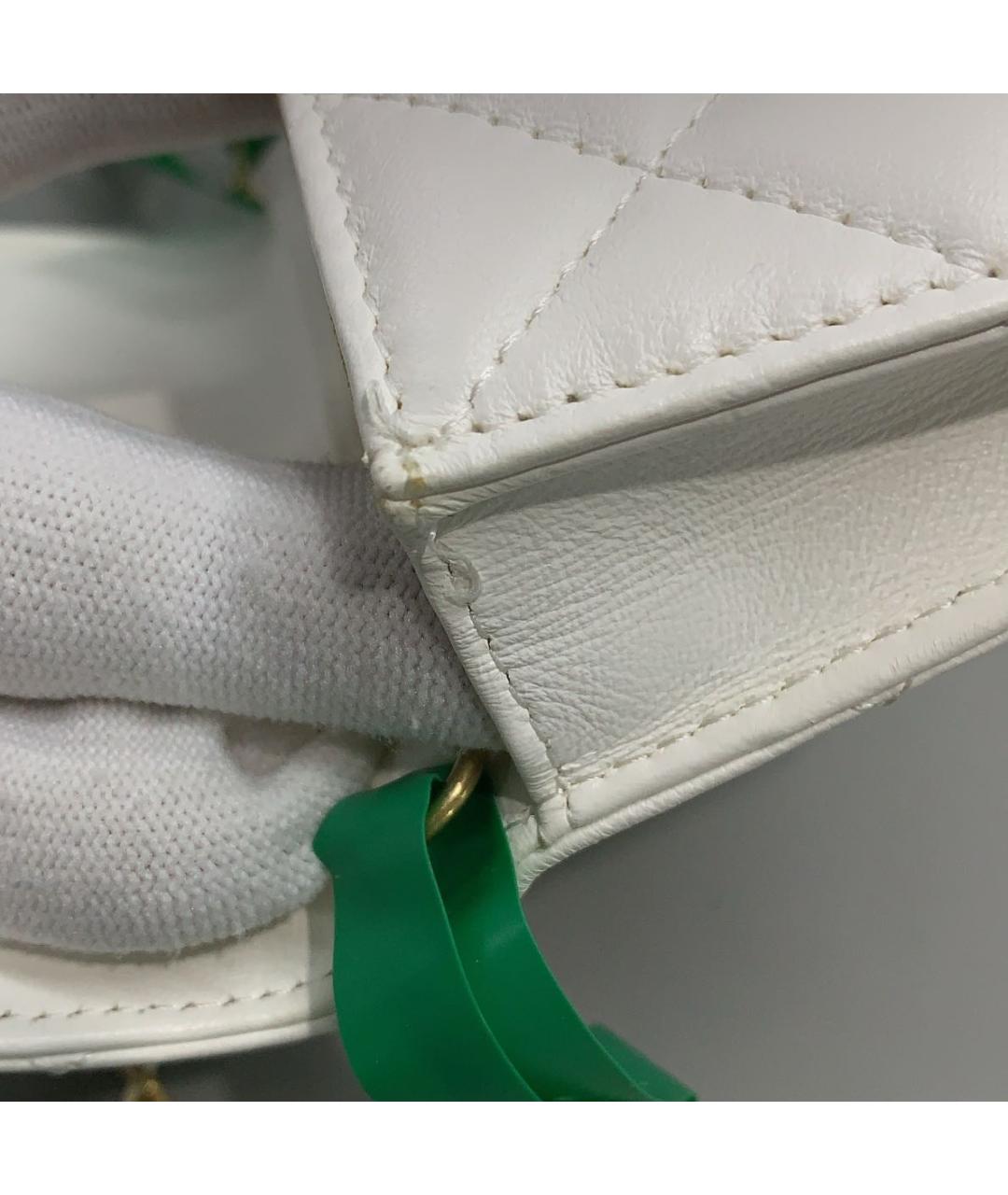 CHANEL Белая кожаная сумка через плечо, фото 6