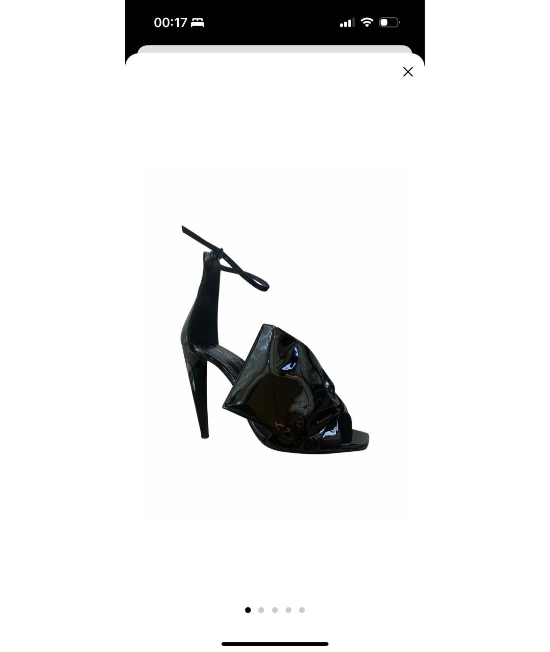 SAINT LAURENT Черные босоножки из лакированной кожи, фото 4