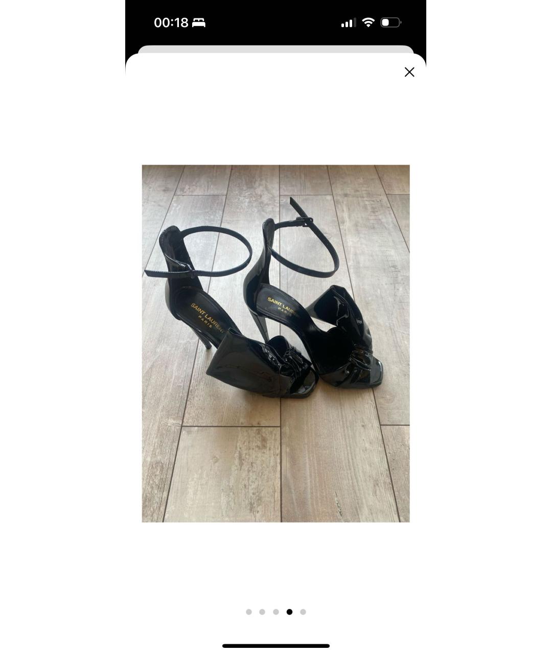 SAINT LAURENT Черные босоножки из лакированной кожи, фото 3