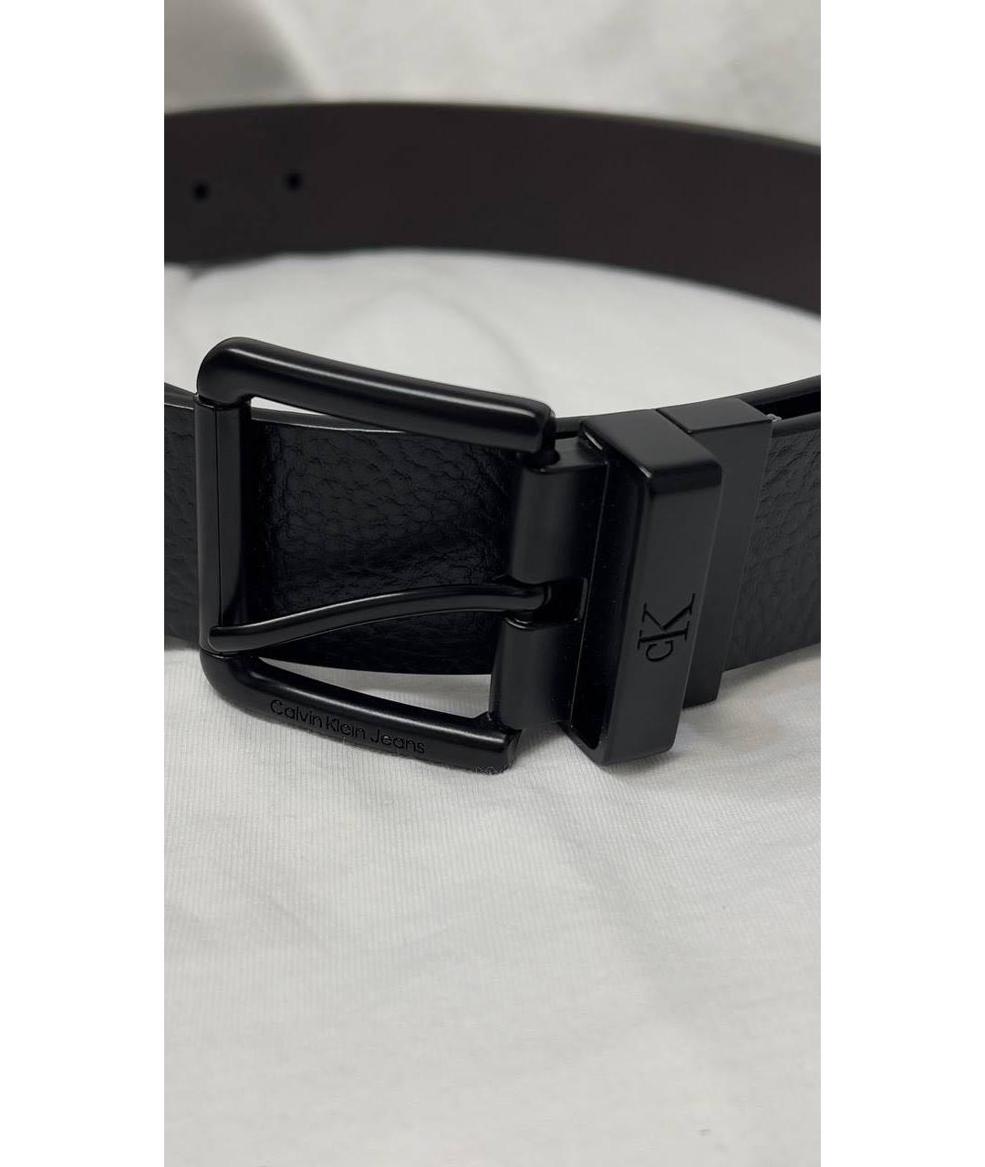 CALVIN KLEIN Черный кожаный ремень, фото 4