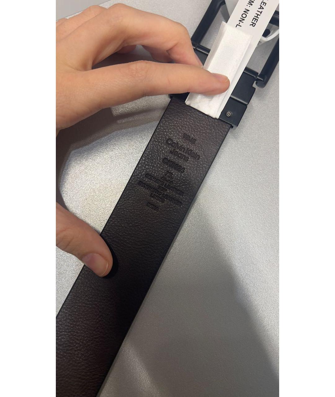 CALVIN KLEIN Черный кожаный ремень, фото 3