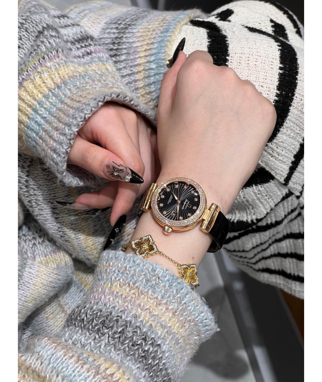 OMEGA Черные часы из розового золота, фото 7