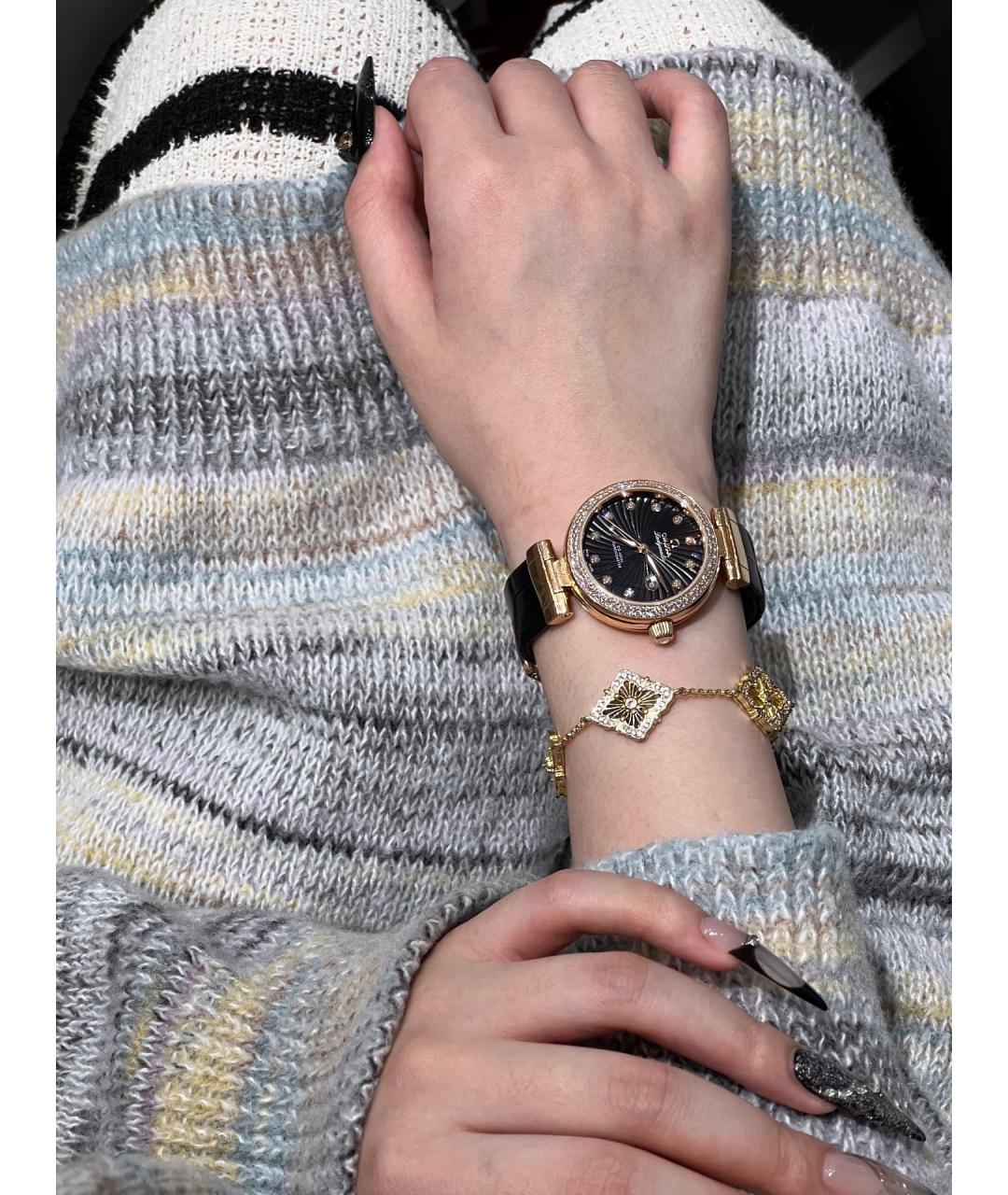 OMEGA Черные часы из розового золота, фото 8