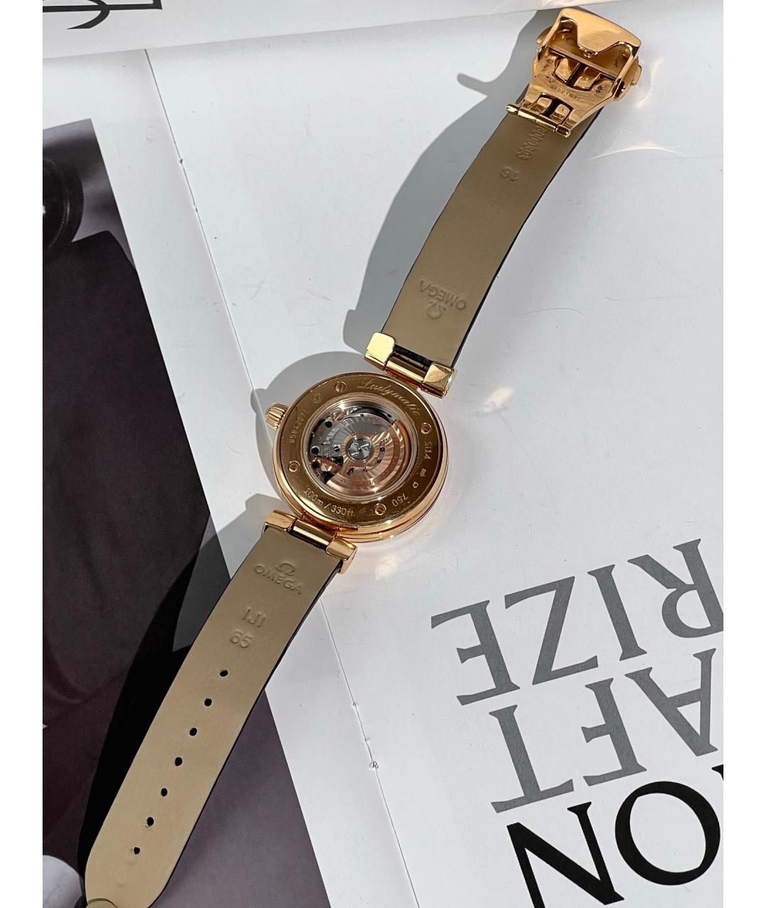 OMEGA Черные часы из розового золота, фото 2