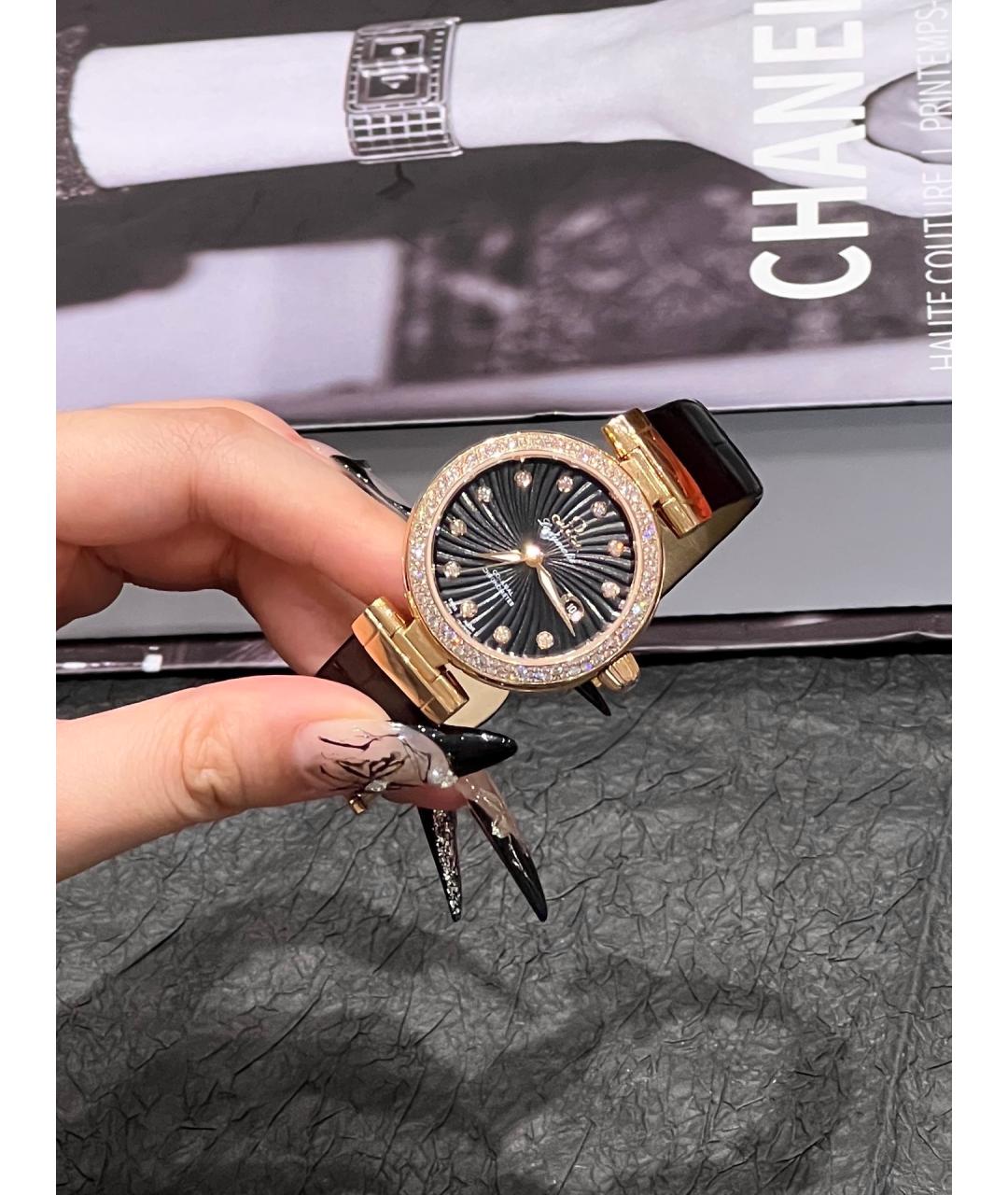 OMEGA Черные часы из розового золота, фото 6