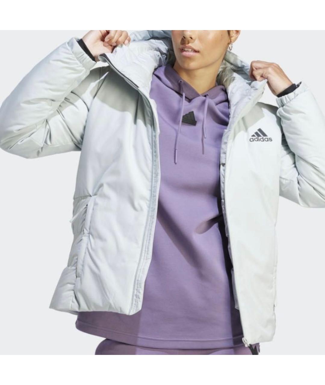 ADIDAS Серый полиэстеровый пуховик, фото 2