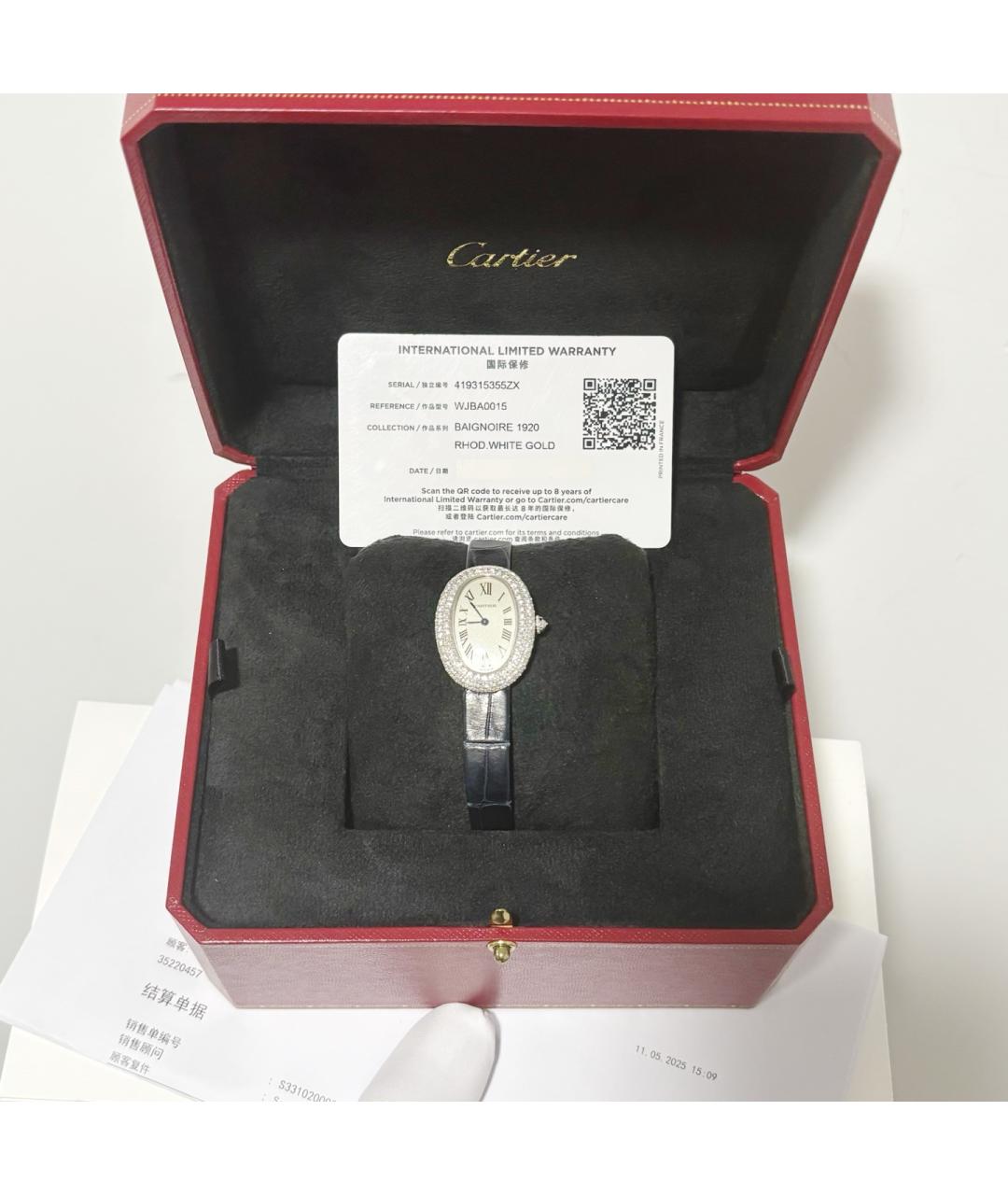 CARTIER Черные часы из белого золота, фото 2