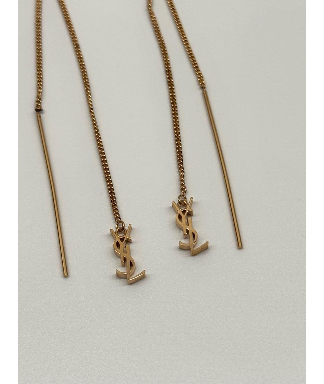 SAINT LAURENT Золотые латунные серьги, фото 2