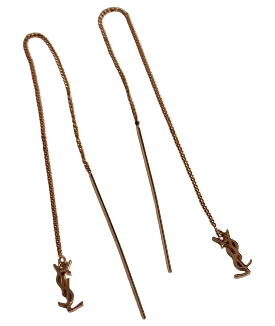 SAINT LAURENT Золотые латунные серьги, фото 1