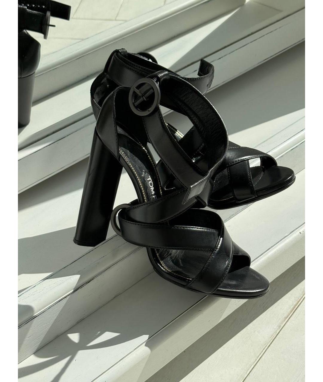 TOM FORD Черные кожаные босоножки, фото 5