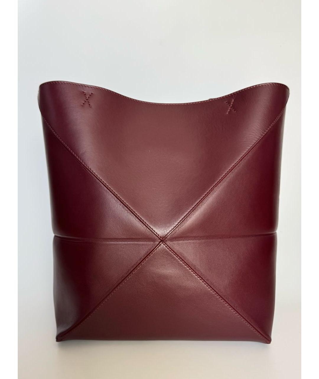 LOEWE Бордовая кожаная сумка тоут, фото 3