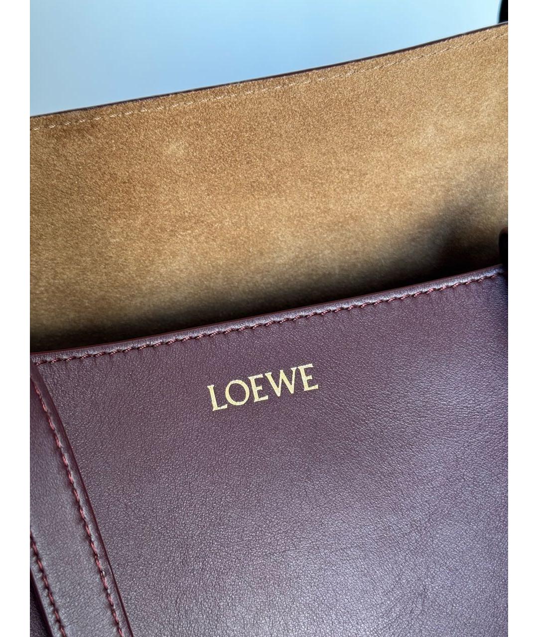 LOEWE Бордовая кожаная сумка тоут, фото 6