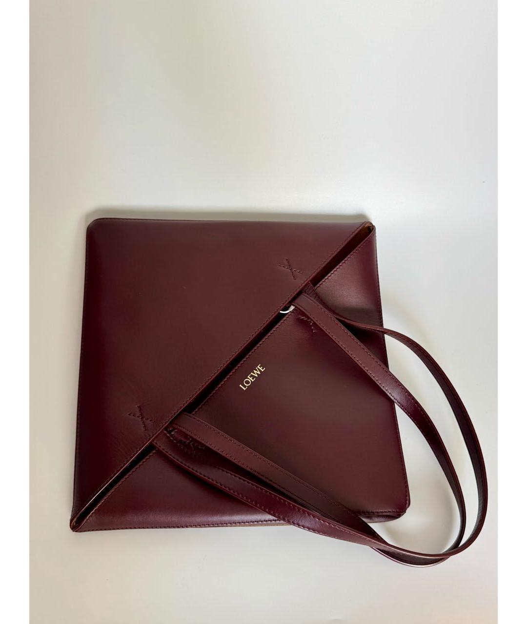 LOEWE Бордовая кожаная сумка тоут, фото 8