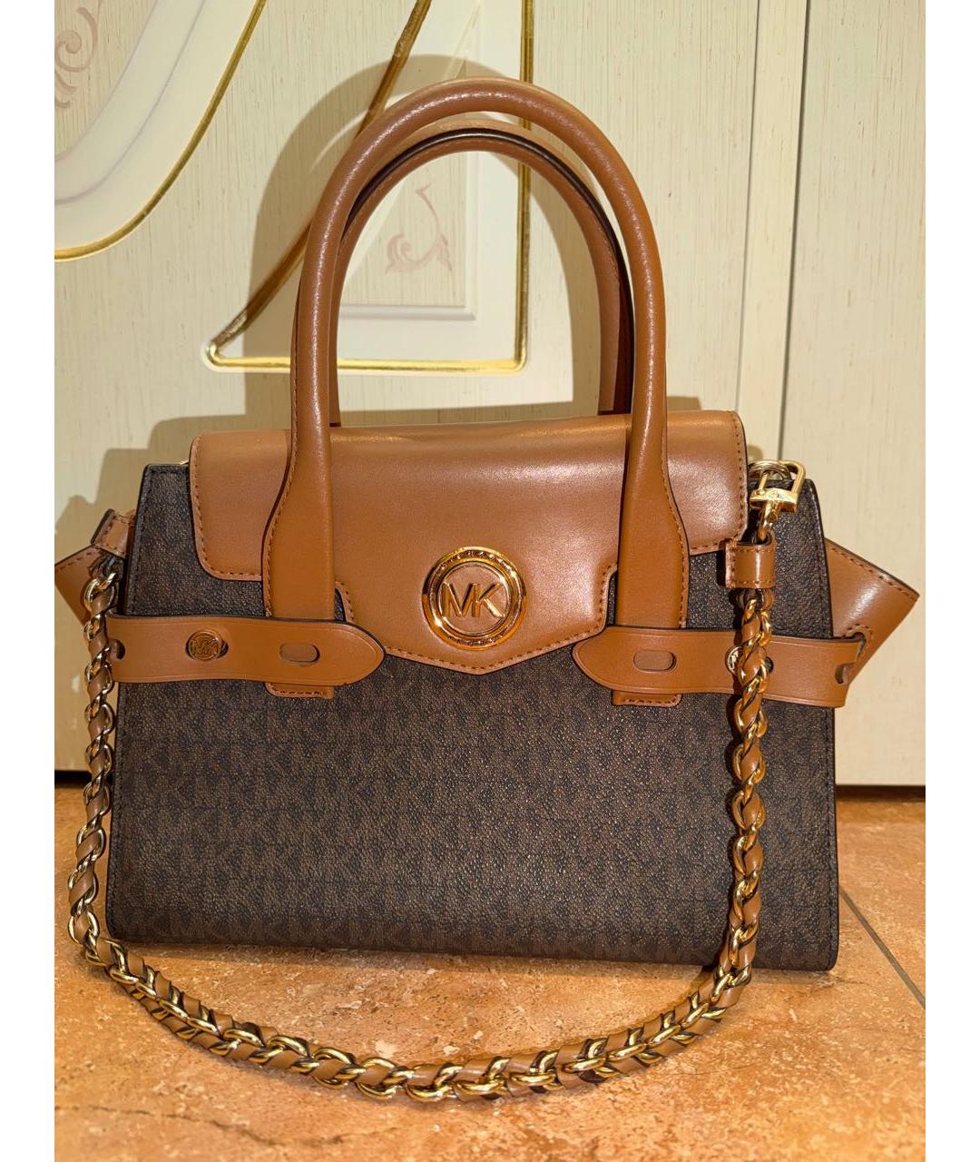 MICHAEL KORS Коричневая кожаная сумка с короткими ручками, фото 6