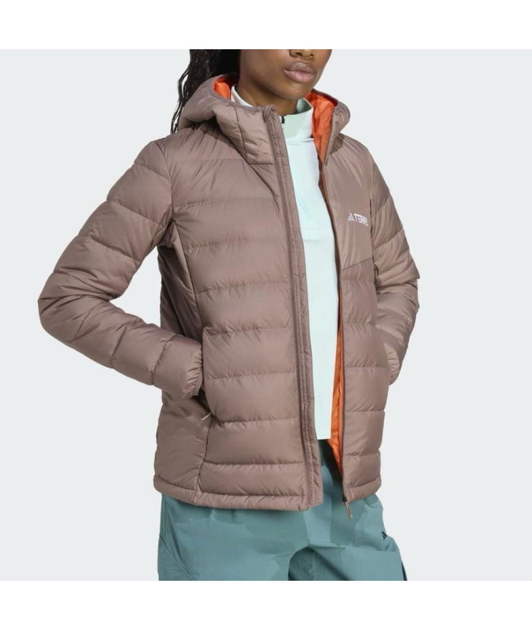 ADIDAS Коричневый полиэстеровый пуховик, фото 4