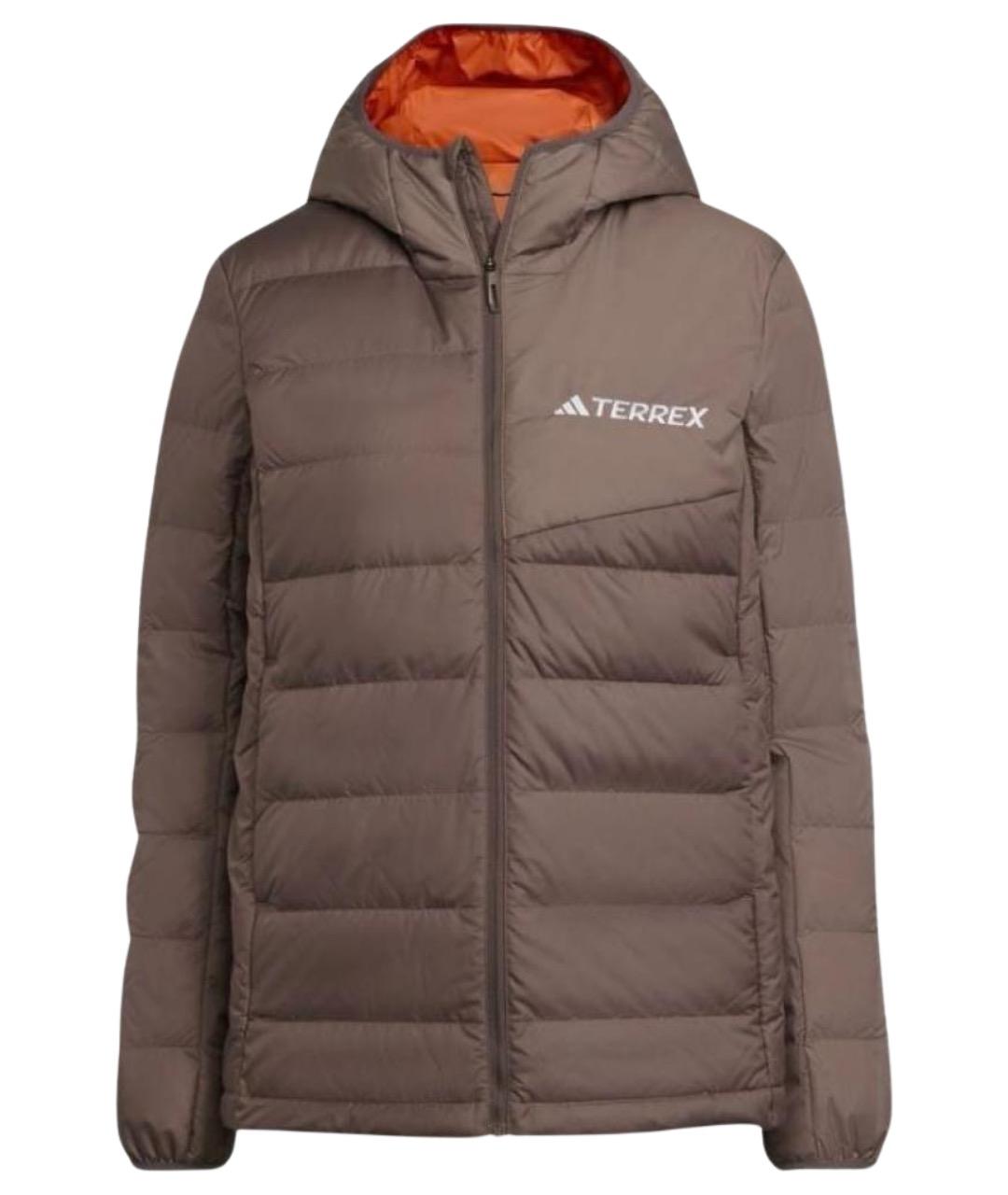 ADIDAS Коричневый полиэстеровый пуховик, фото 1