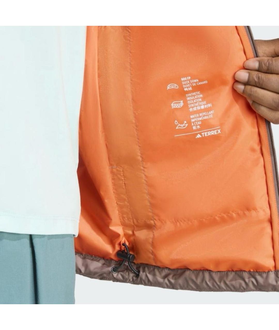 ADIDAS Коричневый полиэстеровый пуховик, фото 5