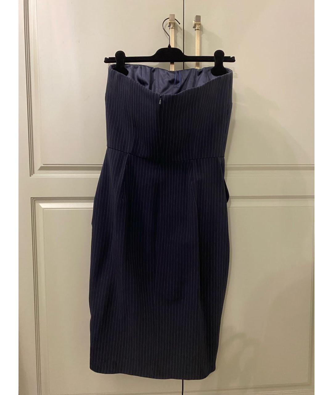 MAX MARA Темно-синее шерстяное коктейльное платье, фото 2