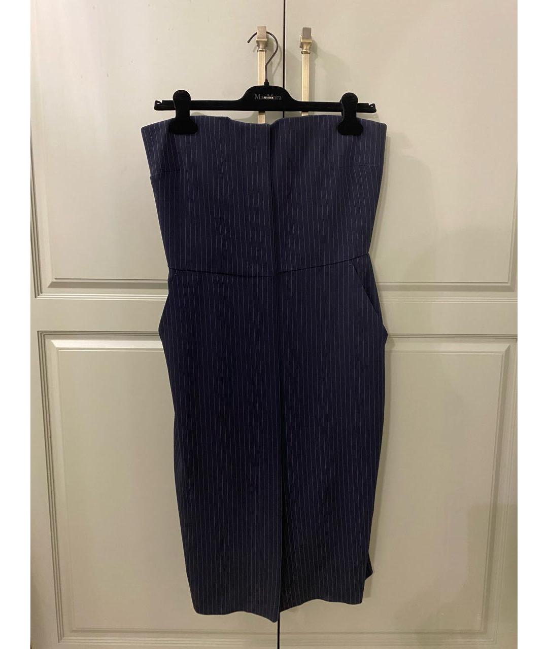 MAX MARA Темно-синее шерстяное коктейльное платье, фото 5