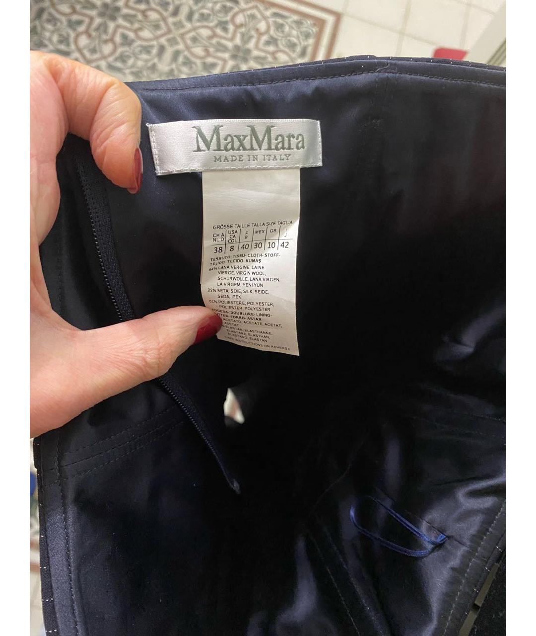 MAX MARA Темно-синее шерстяное коктейльное платье, фото 4