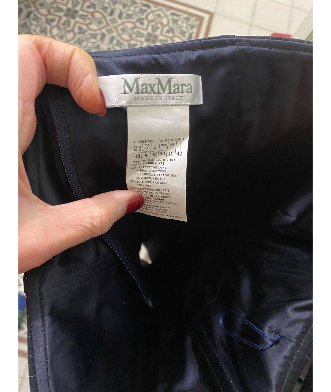 MAX MARA Темно-синее шерстяное коктейльное платье, фото 3